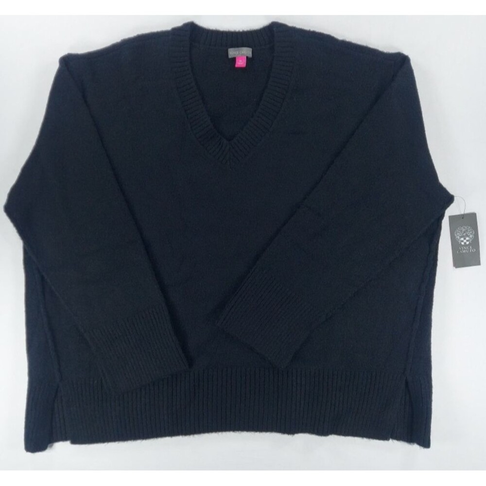 Vince Camuto Women's XL Black V-neck Long Sleeve Sweater Pullover Soft Comfort